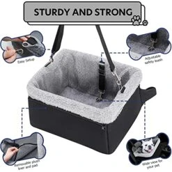 NOVOLAB Dog Car Seat For Small Dogs, Dog Booster Seat With Metal Frame Construction Double-Layer Oxford Puppy Car Seat With Safety Leash, Perfect For Small Pets Dogs Cats -Dog Supply Store 51l4AALhJmL