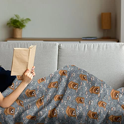 Lunarable Dog Bone Throw Blanket, Puppy Sleeping In Doghouse Pattern With Paw Printsnd Food Bowl Illustration, Flannel Fleece Accent Piece Soft Couch Cover For Adults, 50" X 70", Multicolor 6 Lunarable Dog Bone Throw Blanket, Puppy Sleeping In Doghouse Pattern With Paw Printsnd Food Bowl Illustration, Flannel Fleece Accent Piece Soft Couch Cover For Adults, 50" X 70", Multicolor - Image 4