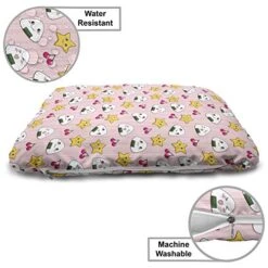Ambesonne Japan Pet Bed, Japanese Foods Rice Ball Cherries Kawaii Anime Pattern Design, Chew Resistant Pad For Dogs And Cats Cushion With Removable Cover, 24" X 39", Pink -Dog Supply Store 51lnkyLfeBL