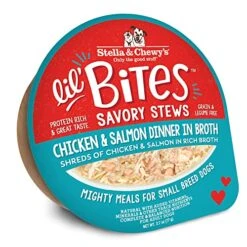Stella & Chewy's Lil Bites Savory Stews For Small Breeds Chicken & Salmon Dinner In Broth, 2.7 Oz. Cups (Pack Of 12)