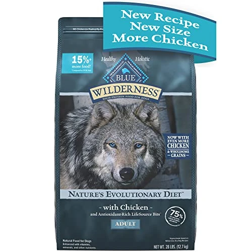 Blue Buffalo Wilderness High Protein Natural Adult Dry Dog Food Plus Wholesome Grains, Chicken 28 Lb Bag 2 Blue Buffalo Wilderness High Protein Natural Adult Dry Dog Food Plus Wholesome Grains, Chicken 28 Lb Bag