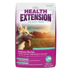 Health Extension Dry Dog Food, Natural Food With Added Vitamins & Minerals, Suitable For All Puppies, Grain Free, Salmon Recipe With Whole Vegetable & Berries (10 Pound)