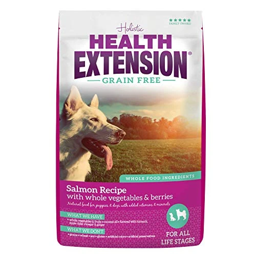 Health Extension Dry Dog Food, Natural Food With Added Vitamins & Minerals, Suitable For All Puppies, Grain Free, Salmon Recipe With Whole Vegetable & Berries (10 Pound) 3 Health Extension Dry Dog Food, Natural Food With Added Vitamins & Minerals, Suitable For All Puppies, Grain Free, Salmon Recipe With Whole Vegetable & Berries (10 Pound)
