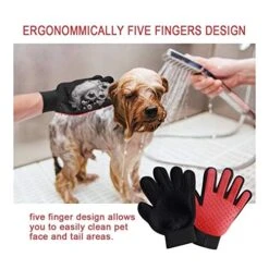 YangYan Cat Grooming Gloves Dog Hair Remover Gentle Deshedding Brush Comb Tool Pet Massage Mitt With Enhanced Long/Short Fur (Color : Blue Left, Size : One Size) -Dog Supply Store 51onf1pSyrL