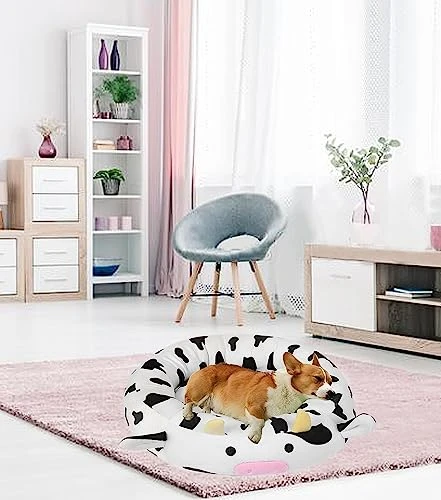 24 Inch Cow Pet Bed, Dog Bed Plush Cat Mat Fulffy Comfy Padded Sleeping Dog Cot For Medium Small Dogs Puppy Kitty 5 24 Inch Cow Pet Bed, Dog Bed Plush Cat Mat Fulffy Comfy Padded Sleeping Dog Cot For Medium Small Dogs Puppy Kitty - Image 3