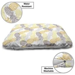Ambesonne Fruits Pet Bed, Soft Toned Exotic Pineapple Tropical Diet Food Illustration, Chew Resistant Pad For Dogs And Cats Cushion With Removable Cover, 24" X 39", Marigold Dimgray -Dog Supply Store 51pluULZTZL