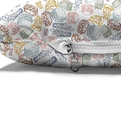 Ambesonne Food Pet Bed, Colorful Outline Minimal Fast Food Sandwich Hamburger Soda Glass Fries Pizza, Chew Resistant Pad For Dogs And Cats Cushion With Removable Cover, 24" X 39", White And Multicolor 5 Ambesonne Food Pet Bed, Colorful Outline Minimal Fast Food Sandwich Hamburger Soda Glass Fries Pizza, Chew Resistant Pad For Dogs And Cats Cushion With Removable Cover, 24" X 39", White And Multicolor - Image 3