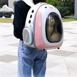LEFEDA Window Breathable Travel Bag Astronaut Space Capsule Pet Carrier Backpack For Cat Dog Pet Backpack Carrier (Color : Pink, Size : M) -Dog Supply Store 51qwBFeRE8L