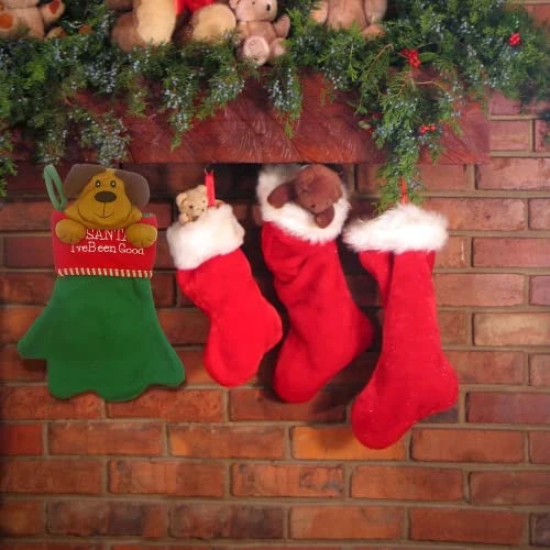 Jumbo Red And Green Felt Christmas Stocking For Dogs, Santa I've Been Good, Cute Funny Xmas Decorations For Fireplaces, Mantels, Walls, And More, 17 Inches 6 Jumbo Red And Green Felt Christmas Stocking For Dogs, Santa I've Been Good, Cute Funny Xmas Decorations For Fireplaces, Mantels, Walls, And More, 17 Inches - Image 4