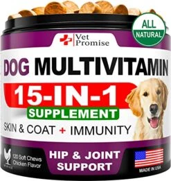 Dog Multivitamin Chewable With Glucosamine - Dog Vitamins And Supplements - Senior & Puppy Multivitamin For Dogs - Pet Joint Support Health - Immunity - Mobility - Energy - Gut - Skin - 120 Chews