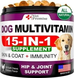 Dog Multivitamin Chewable With Glucosamine - Dog Vitamins And Supplements - Senior & Puppy Multivitamin For Dogs - Pet Joint Support Health - Immunity - Mobility - Energy - Gut - Skin - 120 Chews -Dog Supply Store 51sFwjaehTL. AC