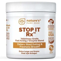 Nature's Pure Edge No Poop Eating For Dogs. Coprophagia Treatment. Digestive Enzyme With Breath Freshener. Stop Eating Poop For Dogs, Stool Eating Deterrent. Extra Large 230 Scoops In Each Jar.