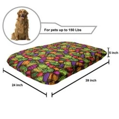 Ambesonne Vegetables Pet Bed, Cartoon Style Seasonal Food Pattern With Broccoli Corn Lettuce Radish, Chew Resistant Pad For Dogs And Cats Cushion With Removable Cover, 24" X 39", Chocolate Multicolor -Dog Supply Store 51sgJYpElHL
