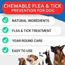 Flea And Tick Prevention For Dogs Chewable Tablets - All Natural Flea & Tick Chews - Flea Chewables Pills For Dogs - All Breeds And Ages - Made In USA - Bacon - 120 Treats -Dog Supply Store 51tZ9TSBp1L