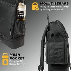 DBTAC Tactical Pet Travel Bag Small | Compact Pet Supplies Backpack For Small Dogs Cats Road Trip Outdoor Travel W/Insulated Pocket & 1x Lined Food Carrier, Black -Dog Supply Store 51tnxdVRBgL