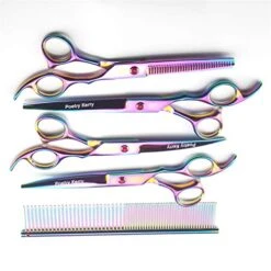 Professional 7.0 Inch High-End Pet Cat Dog Grooming Scissors Colorful Set 4 Pieces 6CR Steel Pet Trimmer Kit - Straight Cutting Scissors, Thinning Shears, Curved Scissors, Combs 7 Professional 7.0 Inch High-End Pet Cat Dog Grooming Scissors Colorful Set 4 Pieces 6CR Steel Pet Trimmer Kit - Straight Cutting Scissors, Thinning Shears, Curved Scissors, Combs -Dog Supply Store 51u39ryDdgL