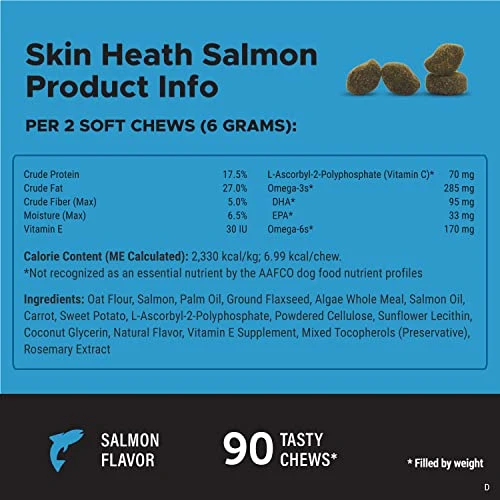 Pet Honesty Salmon Skin Health - Omega 3 Fish Oil For Dogs, Natural Salmon Oil For Dogs Chews For Healthy Skin & Coat, May Reduce Normal Shedding For Sensitive Skin, Dog Fish Oil Supplements - (90 Ct) 5 Pet Honesty Salmon Skin Health - Omega 3 Fish Oil For Dogs, Natural Salmon Oil For Dogs Chews For Healthy Skin & Coat, May Reduce Normal Shedding For Sensitive Skin, Dog Fish Oil Supplements - (90 Ct) - Image 3