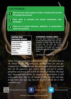 Deluxe Naturals Elk Antler Chews For Dogs | Naturally Shed USA Collected Elk Antlers | All Natural A-Grade Premium Elk Antler Dog Chews | Product Of USA, 1-LB Pack Large Cuts -Dog Supply Store 51uJgeeanaL