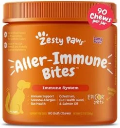 Zesty Paws Dog Allergy Relief - Anti Itch Supplement - Omega 3 Probiotics For Dogs - Salmon Oil Digestive Health - Soft Chews For Skin & Seasonal Allergies - With Epicor Pets - Lamb - 50 Count -Dog Supply Store 51ud43 fpL. AC