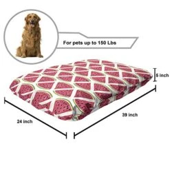 Ambesonne Watermelon Pet Bed, Exotic Fruit Pattern Simplistic Vegetarian Food, Chew Resistant Pad For Dogs And Cats Cushion With Removable Cover, 24" X 39", Coral Green 8 Ambesonne Watermelon Pet Bed, Exotic Fruit Pattern Simplistic Vegetarian Food, Chew Resistant Pad For Dogs And Cats Cushion With Removable Cover, 24" X 39", Coral Green -Dog Supply Store 51vJTMCSYQL