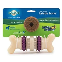 PetSafe Treat Rings - 16 Rings - Size B - Original & Busy Buddy Bristle Bone - Treat-Holding Toy For Dogs - Purple, Large -Dog Supply Store 51vWIyNXDyL