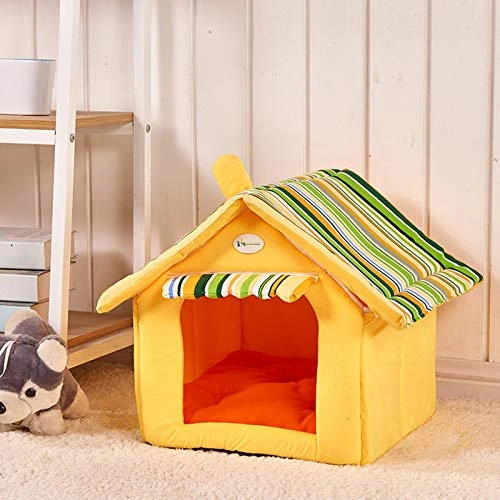 Watonic Dog Bed Cat Bed,Comfortable Plush Kennel Dogs Pet Litter Deep Sleep Cat Litter Sleeping Bed Dog House (Yellow,M) 4 Watonic Dog Bed Cat Bed,Comfortable Plush Kennel Dogs Pet Litter Deep Sleep Cat Litter Sleeping Bed Dog House (Yellow,M) - Image 2