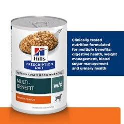 Hill's Prescription Diet W/d Multi-Benefit Digestive/Weight/Glucose/Urinary Management With Chicken Wet Dog Food, Veterinary Diet, 13 Oz. Cans, 12-Pack -Dog Supply Store 51xFHaVwpdL