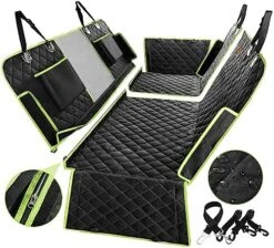 Nzonpet Upgraded 6-in-1 Dog Car Seat Cover For Back Seat, 100% Waterproof Dog Car Hammock, Nonslip Dog Seat Cover For Cars Trucks And SUVs, Backseat Cover Protector For Dogs With Mesh Window- Green -Dog Supply Store 51xxxf KCoL. AC