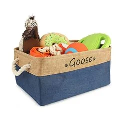 Xingfa Personalized Dog Toy Basket With Name,Custom Dog Toy Basket,Paw Prints Pet Food Storage Container,Dog Toy Box For Small Dogs,New Puppy Supplies (L 41X32X21cm) -Dog Supply Store 51yAsLOUfaL