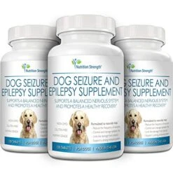 Nutrition Strength Dog Seizure Support, Supplement For Epilepsy In Dogs, With Organic Valerian Root, Chamomile And Blue Vervain, Plus L-Tryptophan Dog Stress And Anxiety Aid, 120 Chewable Tablets -Dog Supply Store 51yC8gvdKnL