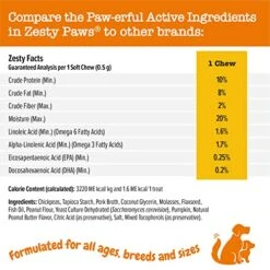 Zesty Paws Training Treats For Dogs & Puppies - Hip, Joint & Muscle Health - Immune, Brain, Heart, Skin & Coat Support - Bites With Fish Oil With Omega 3 Fatty Acids With EPA & DHA - PB Flavor - 12oz… -Dog Supply Store 51ygBsRSqML