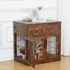 Dog Crate Furniture With Cushion,31.5" Large Wooden Dog Kennel Furniture With 2 Drawers,Left/Right Doors + Double Front Doors,for SmallMedium Dogs,Dog Cage TV Stand Rustic Brown 31.5"L×23.6"W×32.1"H 1 Dog Crate Furniture With Cushion,31.5" Large Wooden Dog Kennel Furniture With 2 Drawers,Left/Right Doors + Double Front Doors,for SmallMedium Dogs,Dog Cage TV Stand Rustic Brown 31.5"L×23.6"W×32.1"H -Dog Supply Store 51z4NqoQ3DL