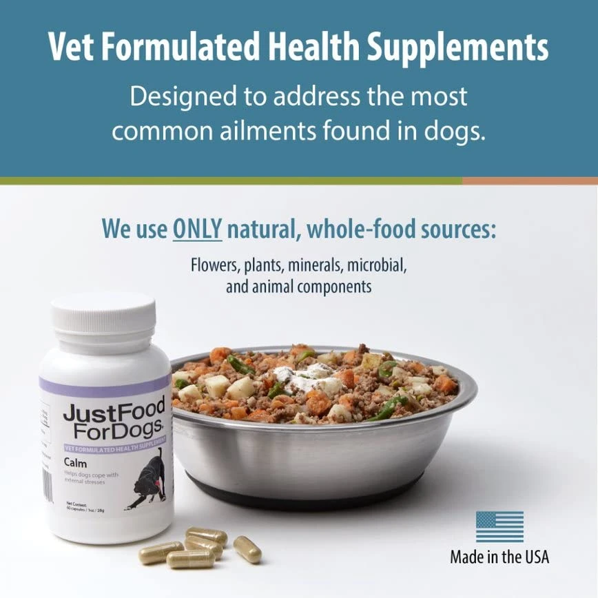 JustFoodForDogs Calm Supplements For Dogs - Stress Relief For Separation Anxiety, Thunder, Travel & Noise (90 Count) 4 JustFoodForDogs Calm Supplements For Dogs - Stress Relief For Separation Anxiety, Thunder, Travel & Noise (90 Count) - Image 2