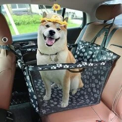 TUOCHUFUN Dog Car Seats For Medium Dogs 40 Lbs, Easy To Clean, Large Frame PVC Pipe Support, Breathable, Folding, Washable (Paw Print) -Dog Supply Store 61axl6gdDFL. AC