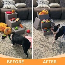 24-inch Dog Stairs For High Beds Up To 32-inch- Foldable Pet Steps For Large Dogs W/Storage- Puppy Dog Stairs To Bed- Tall Pet Stairs For High Beds- Dog Steps For Large Dog Or Small Dog -Dog Supply Store 61hc3fHm9NL