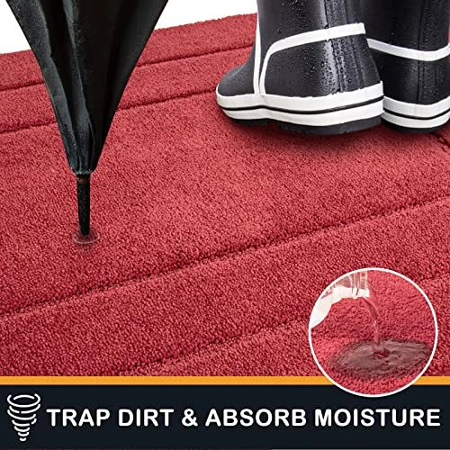 PURRUGS Dirt Trapper Door Mat 32" X 70", Non-Slip/Skid Machine Washable Entryway Rug, Dog Door Mat, Super Absorbent Welcome Mat For Muddy Wet Shoes And Paws, Burgundy Red 4 PURRUGS Dirt Trapper Door Mat 32" X 70", Non-Slip/Skid Machine Washable Entryway Rug, Dog Door Mat, Super Absorbent Welcome Mat For Muddy Wet Shoes And Paws, Burgundy Red - Image 2